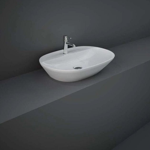 RAK Variant Modern 1 Tap Hole Oval Countertop Wash Basin 600mm Wide - Alpine White - VARCT36001AWHA