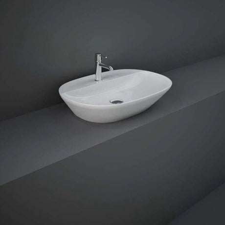 RAK Variant Modern 1 Tap Hole Oval Countertop Wash Basin 600mm Wide - Alpine White - VARCT36001AWHA