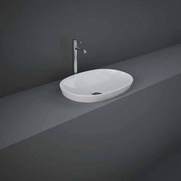 RAK Variant Modern 0 Tap Hole Oval Drop-In Wash Basin 500mm Wide - Alpine White - VARDI25000AWHA