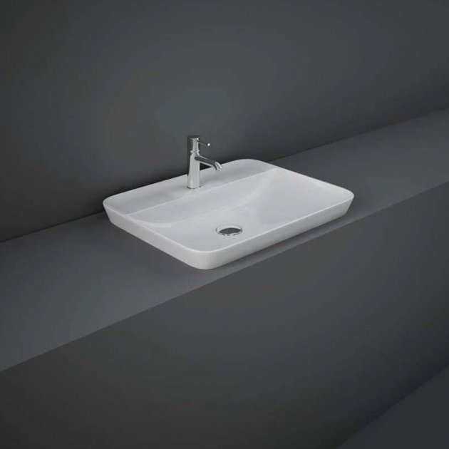 RAK Variant Modern 1 Tap Hole Rectangular Drop-In Wash Basin 550mm Wide - Alpine White - VARDI55501AWHA