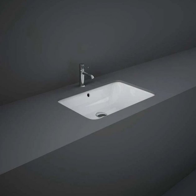 RAK Variant Modern 0 Tap Hole Rectangular Undermount Countertop Basin 550mm Wide - Alpine White - VARUC55500AWHA