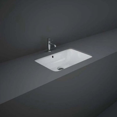 RAK Variant Modern 0 Tap Hole Rectangular Undermount Countertop Basin 550mm Wide - Alpine White - VARUC55500AWHA