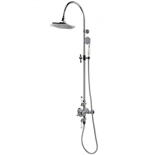 RAK Washington Traditional Fixed Head Exposed Thermostatic Shower Column with Shower Kit - Chrome - RAKWTN6001