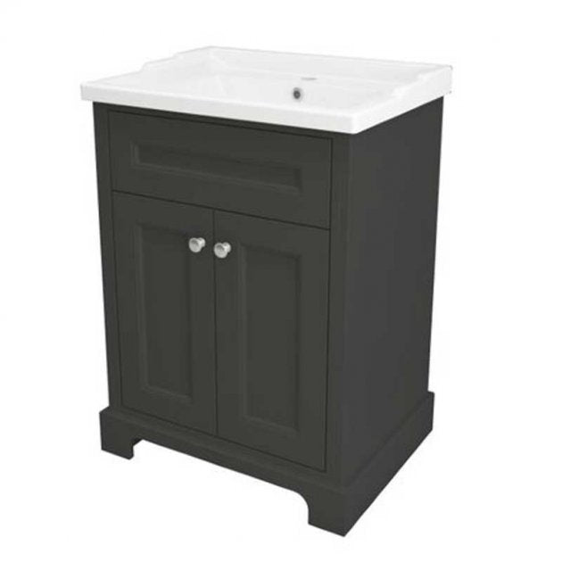 RAK Washington 2 Door Traditional Floor Standing  Vanity Unit 600mm Wide - Black - RAKWBU60504