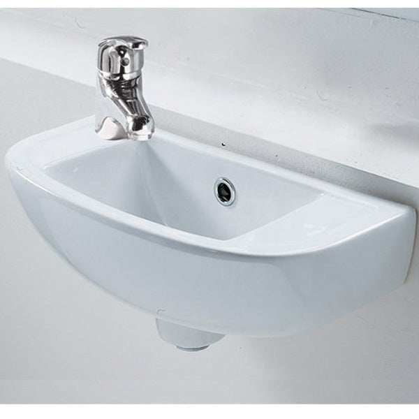 RAK Compact 1 LH Tap Hole Cloakroom Curved Basin 450mm Wide - White - COMSLWB1LH