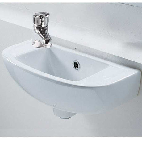 RAK Compact 1 LH Tap Hole Cloakroom Curved Basin 450mm Wide - White - COMSLWB1LH