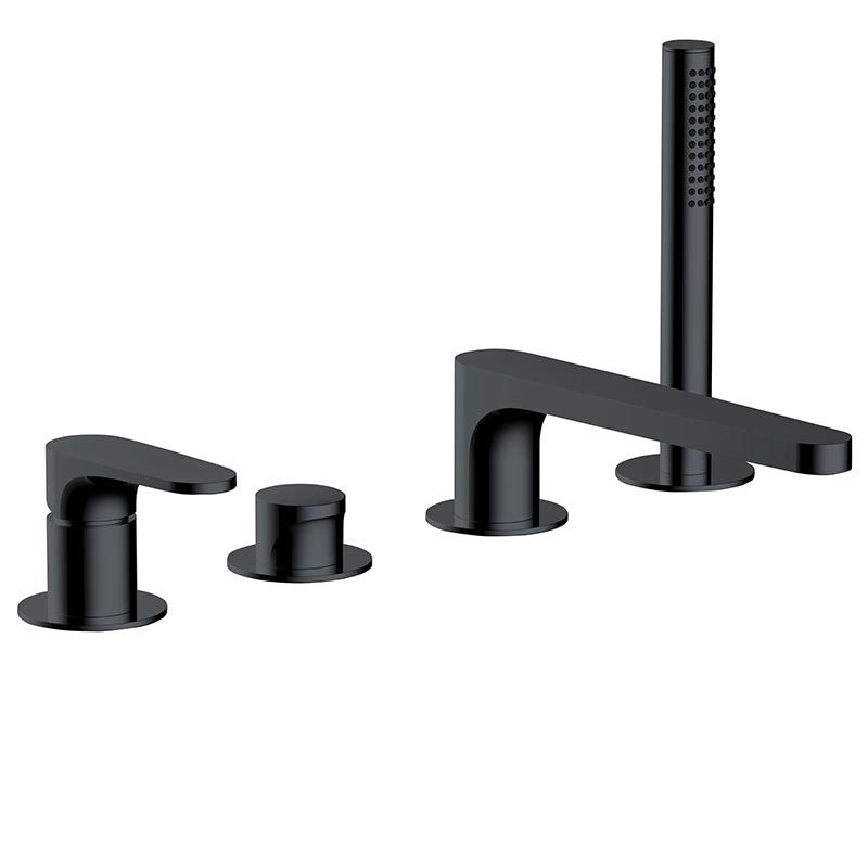 RAK Portofino 4 Hole Deck Mounted Bath Shower Mixer - Matt Black - RAKPOR3013B