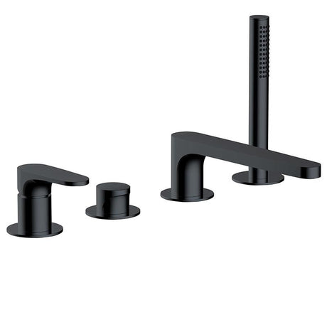 RAK Portofino 4 Hole Deck Mounted Bath Shower Mixer - Matt Black - RAKPOR3013B