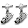 Reina Traditional Bronte chrome straight radiator valves pair 15mm for bathroom heating system