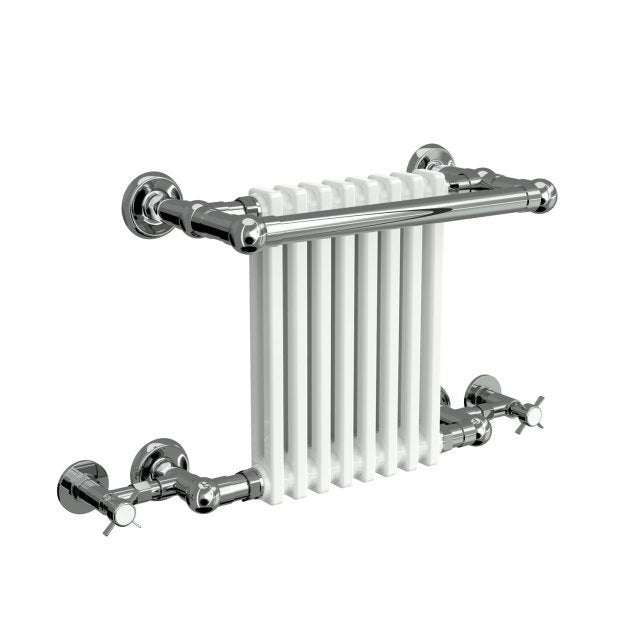 Reina Camden Traditional Radiator Heated Towel Rail 508mm High x 680mm Wide - White/Chrome - RND-CM01