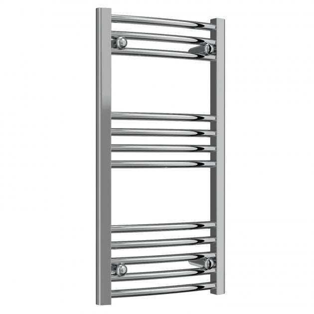 Reina Capo Modern Vertical Curved Heated Towel Rail 800mm High x 400mm Wide - Chromne - CPO0840CC