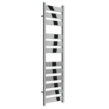 Reina Carpi Modern flat panel heated towel rail 1200mm high chrome finish with twelve flat panels for energy-efficient towel warming.