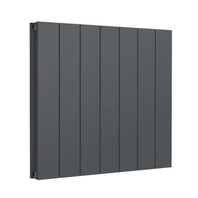 Reina Casina Modern vertical aluminium double radiator in anthracite, 600mm high x 660mm wide, sleek and efficient heating panel