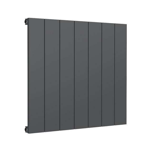 Reina Casina Modern Flat Tubes vertical aluminium radiator in anthracite, 600mm high x 660mm wide, sleek and space-saving design.