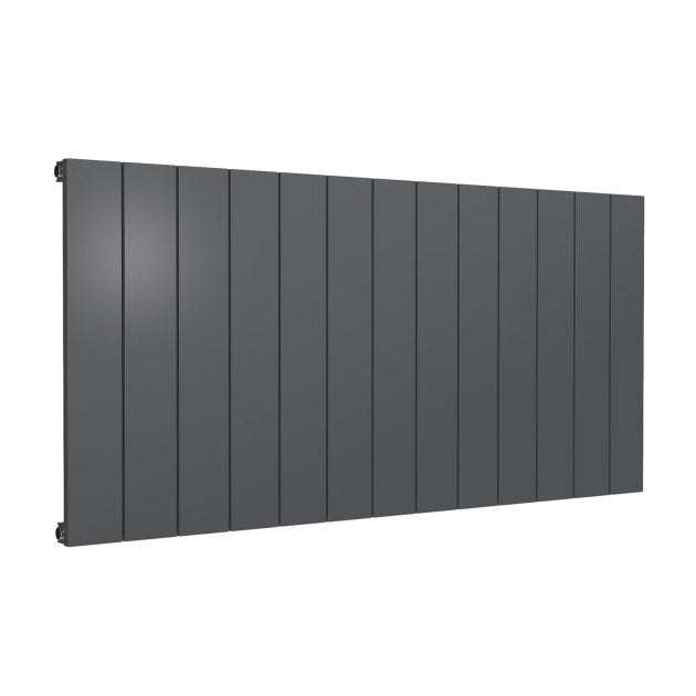 Reina Casina Modern Horizontal Aluminium Single Double Radiator in anthracite finish, 600mm high x 1230mm wide, sleek and durable wall-mounted heating panel