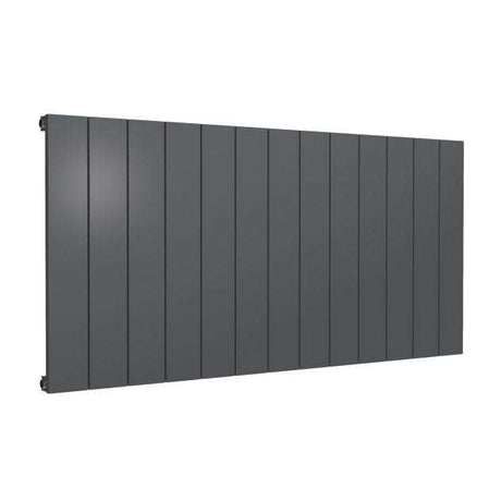 Reina Casina Modern Horizontal Aluminium Single Double Radiator in anthracite finish, 600mm high x 1230mm wide, sleek and durable wall-mounted heating panel