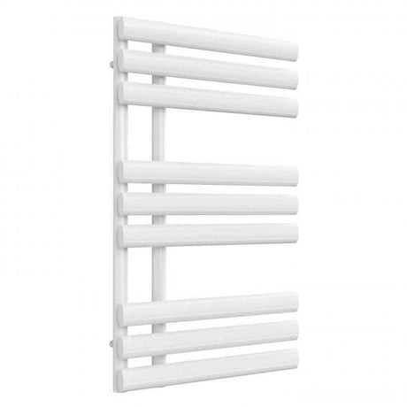 Reina Chisa Modern Designer white straight heated towel rail 820mm high x 500mm wide with sleek steel construction and energy-efficient heating