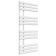 Reina Chisa Modern Designer white straight heated towel rail, 1130mm high x 500mm wide, sleek steel construction.