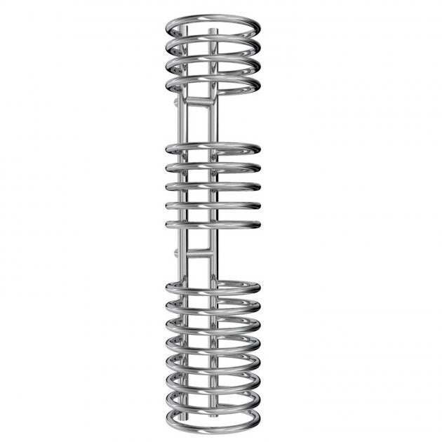 Reina Claro Modern Designer Heated Towel Rail 1200mm high chrome finish with circular heated bars for warm towels