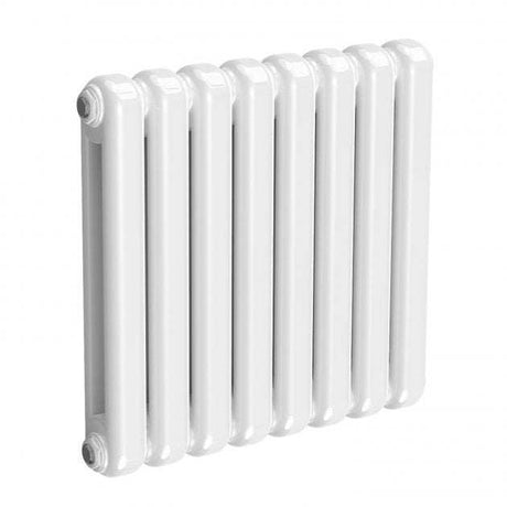 Reina Coneva Horizontal modern white designer radiator 550mm high by 580mm wide for bathrooms
