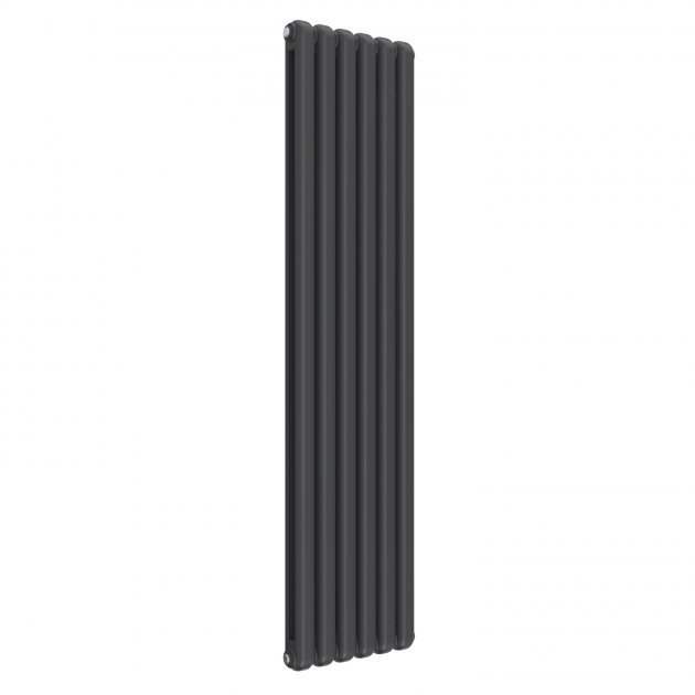Reina Modern Vertical single Coneva designer radiator in anthracite, 1800mm high and 440mm wide, sleek and space-saving heating solution