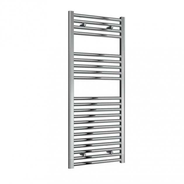 Reina Diva modern straight chrome heated towel rail 1200mm high x 500mm wide with ladder design and steel construction