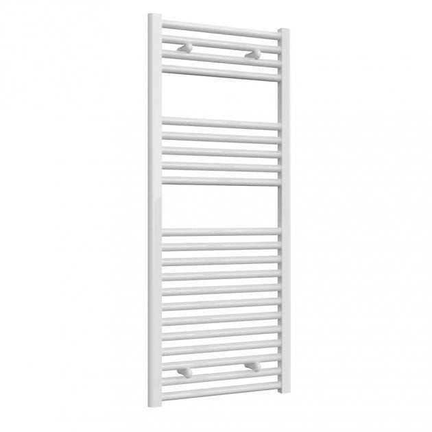 Reina Diva Modern white heated towel rail 1200mm high by 500mm wide with steel construction and sleek straight design