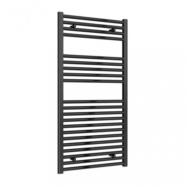 Reina Diva Flat Heated Towel Rail 1200mm High x 600mm Wide - Matt Black - AG60120BF