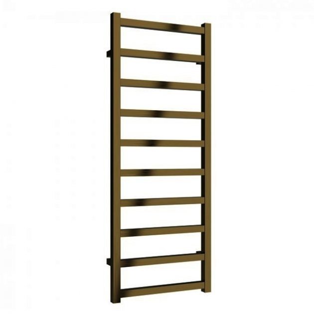 Reina Fano 1240mm High x 485mm Wide Designer Heated Towel Rail - Bronze Satin - A - FNO1245Z - TAP 'N' SHOWER