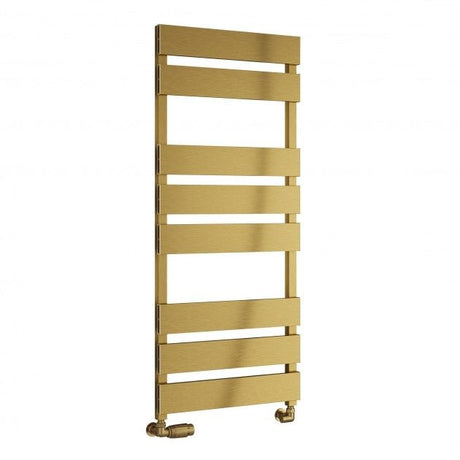 Reina Fermo 1190mm High x 480mm Wide Flat Panel Heated Towel Rail - Gold Satin - A - FRM1195G - TAP 'N' SHOWER