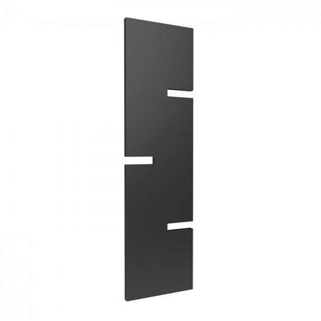 Reina Fiore Single Designer vertical radiator in anthracite, 1790mm high and 490mm wide, sleek modern heating panel with cut-out design.