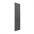 Reina Flat Single Convector vertical anthracite radiator, 1600mm high by 440mm wide, sleek modern heating solution for space-efficient room warmth.