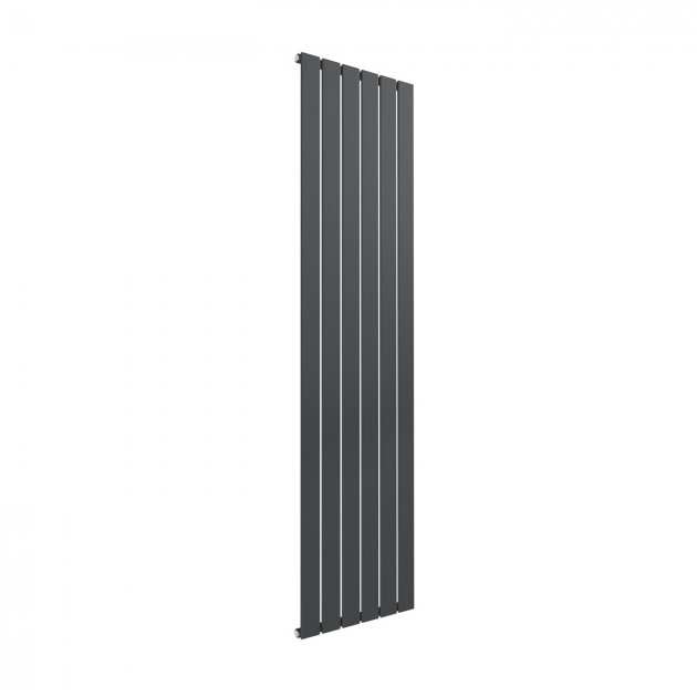 Reina Flat Single Convector vertical anthracite radiator, 1600mm high by 440mm wide, sleek modern heating solution for space-efficient room warmth.