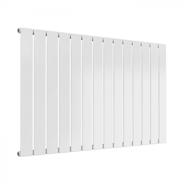 Reina Flat 600mm High x 1032mm Wide Single Designer Horizontal Radiator - White - RND - FL14W - TAP 'N' SHOWER