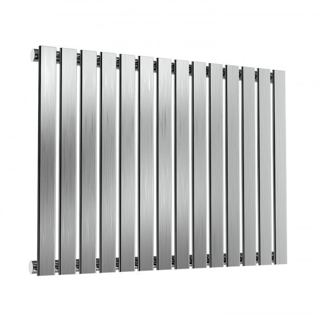 Reina Flox 600mm High x 826mm Wide Single Horizontal Radiator - Brushed - RNS - FTX060082SB - TAP 'N' SHOWER