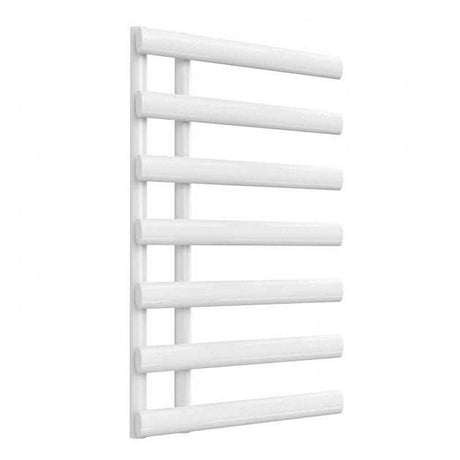 White Reina Grace Modern Designer Heated Towel Rail 780mm high x 500mm wide with seven horizontal bars