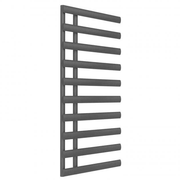 Reina Grace Modern Designer Heated Towel Rail in anthracite finish, 1140mm high x 500mm wide, sleek space-saving design for warm towels.