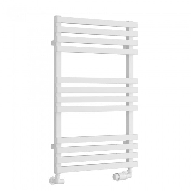 Reina Kale 816mm High x 500mm Wide Designer Heated Towel Rail - White - RND - KLE081W - TAP 'N' SHOWER