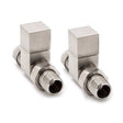 Pair of Reina Loge Straight Radiator Valves in brushed finish for modern bathrooms