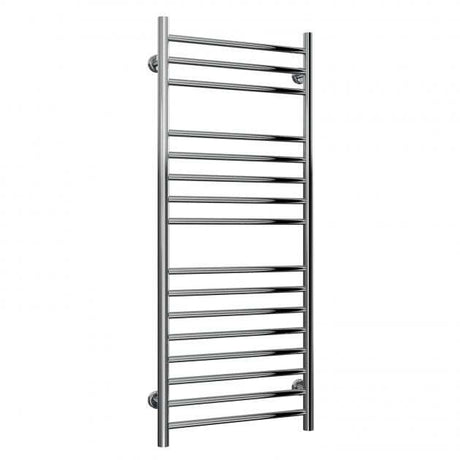 Reina Luna Straight Stainless Steel Heated Towel Rail 1200mm high with polished finish for warm, dry towels in modern bathrooms