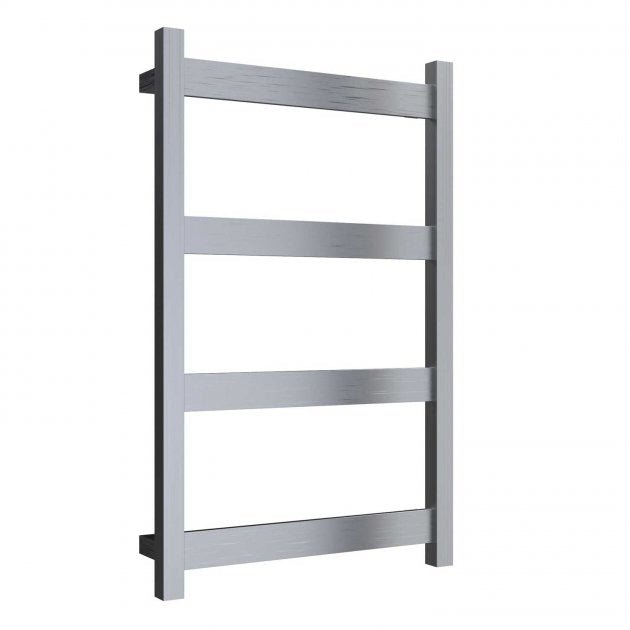 Reina Mina 750mm High x 470mm Wide Square Tube Heated Towel Rail - Brushed Stainless Steel - RNS - MN48075B - TAP 'N' SHOWER