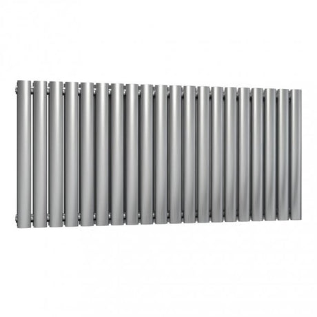 Reina Nerox Modern Double Designer Horizontal Radiator 600mm High x 1180mm Wide - Brushed Stainless Steel - RNS-NRX620SD