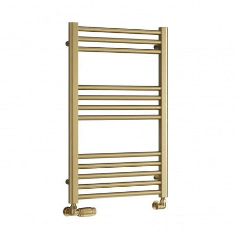 Reina Ottone 800mm High x 500mm Wide Heated Towel Rail - Brushed Brass - RND - OTO080050B - TAP 'N' SHOWER