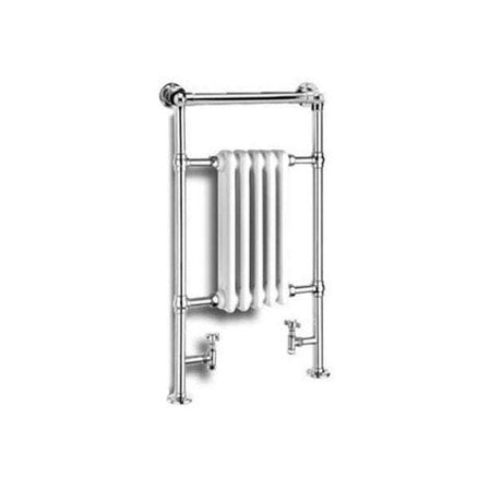 Reina Oxford Traditional Radiator Vertical Heated Towel Rail 960mm High x 500mm Wide In White/Chrome - RND-OXF01