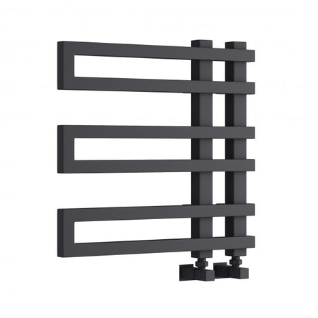 Reina Pietra 530mm High x 530mm Wide Designer Heated Towel Rail - Anthracite - RND - PTR0535A - TAP 'N' SHOWER