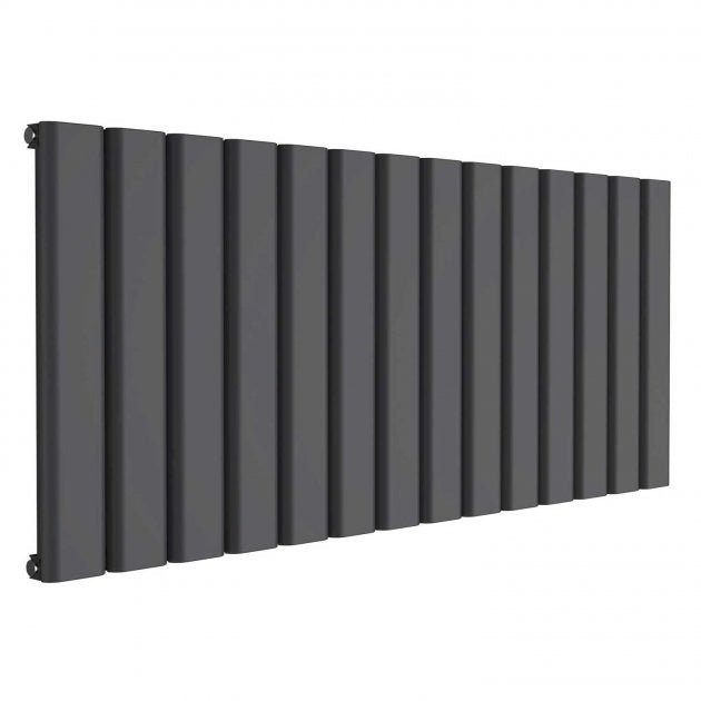 Reina Vicari 600mm High x 1400mm Wide Single Horizontal Aluminium Radiator - Anthracite - A - VCR060140SA - TAP 'N' SHOWER