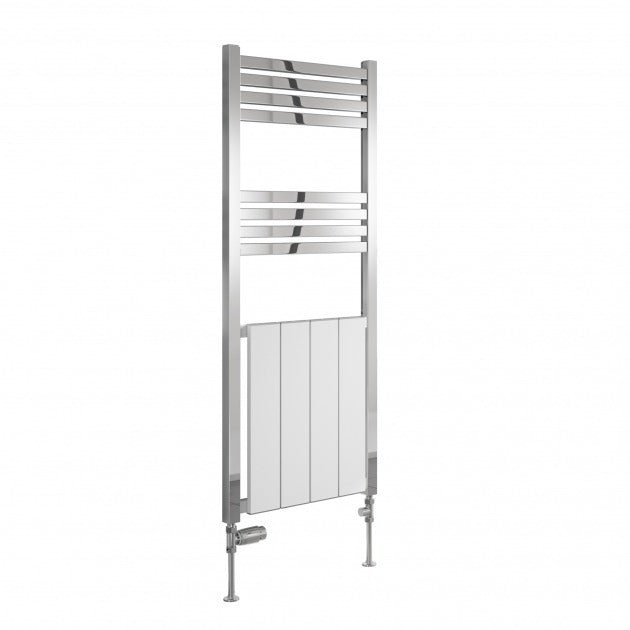 Reina York 1200mm High x 485mm Wide Aluminium Radiator Towel Rail - Chrome/White - A - YRK1248C - TAP 'N' SHOWER