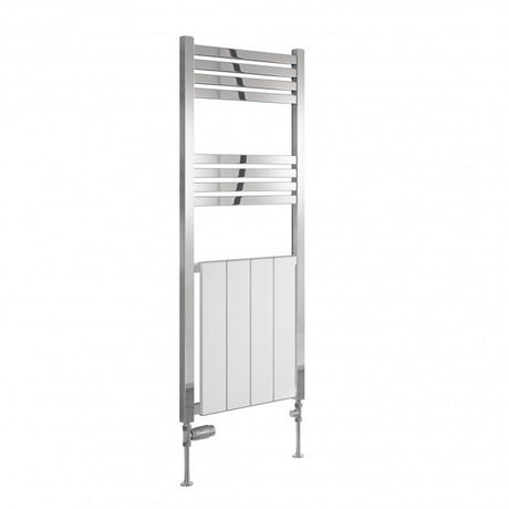 Reina York 1200mm High x 485mm Wide Aluminium Radiator Towel Rail - Chrome/White - A - YRK1248C - TAP 'N' SHOWER