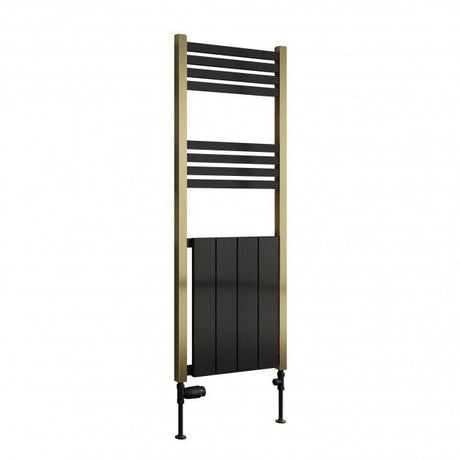Reina York 1200mm High x 485mm Wide Aluminium Radiator Towel Rail - Gold/Black - A - YRK1248G - TAP 'N' SHOWER