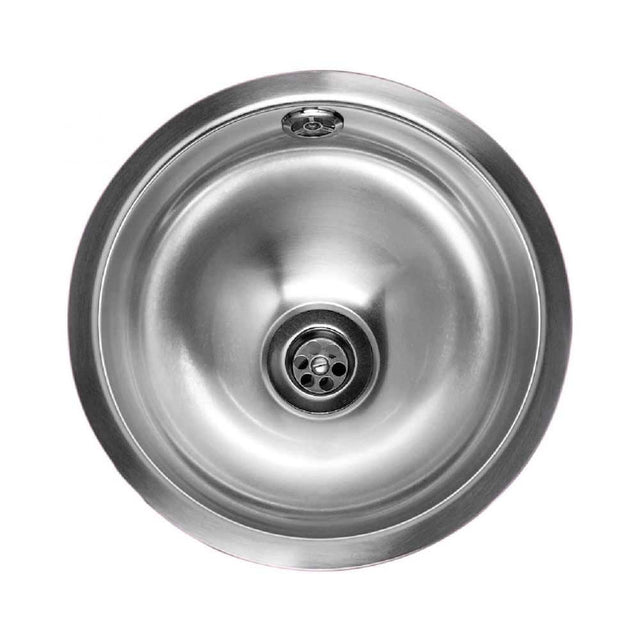 Reginox Stainless Steel round commercial kitchen sink with overflow and polished finish